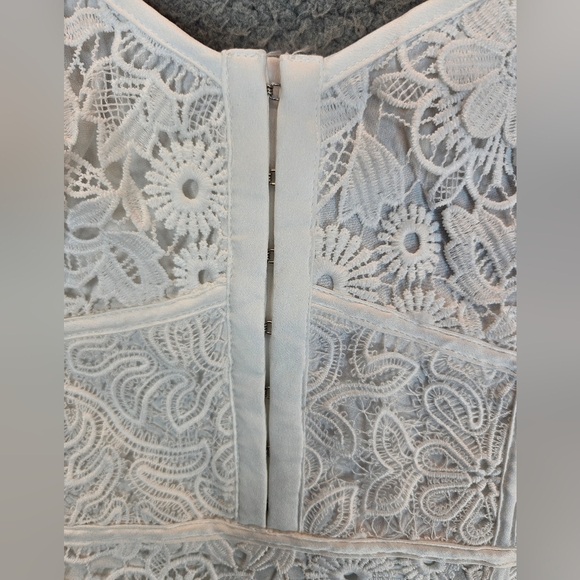 French Connection Binidari Womens White Lace Mini Dress Sz XS=4 Hookeye Front - Picture 5 of 13